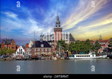 Blick auf die Stadt leer, Ostfriesland, Niedersachsen, Bundesrepublik Deutschland Stockfoto