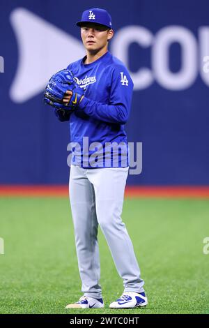 Gocheok Sky Dome, Seoul, Südkorea. März 2024. Yoshinobu Yamamoto (Dodgers), 16. MÄRZ 2024: Baseball: MLB World Tour Seoul Series, Los Angeles Dodgers Workout im Gocheok Sky Dome, Seoul, Südkorea. Quelle: Naoki Nishimura/AFLO SPORT/Alamy Live News Stockfoto