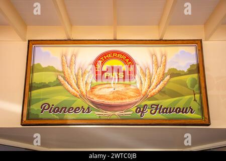 Heatherbrae's Pies Werbeschild, Sallys Corner Road, Exeter, New South Wales, Australien Stockfoto