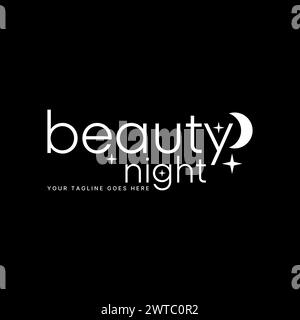 Logo Design Grafikkonzept kreative Premium Vektor Vorrat abstrakte Zeichen Symbol Wort Buchstaben Text Beauty Night mit Mond und Stern. Verwandt romantisch reizend Stock Vektor