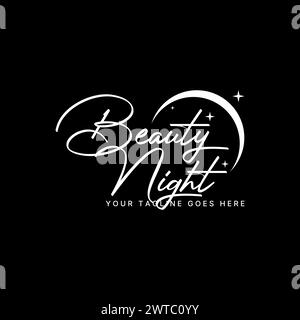 Logo Design Grafikkonzept kreative Premium Vektor Vorrat abstrakte Zeichen Symbol Buchstaben Worttext Beauty Night mit Mond und Stern. Verwandt romantisch reizend Stock Vektor