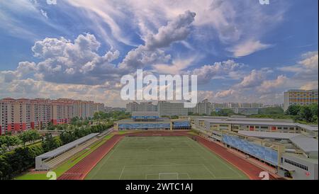 Boon Lay Estate mit River Valley School Field Stockfoto