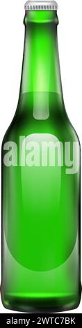 Grüne leere Flasche aus Glas. Realistisches Biermodell Stock Vektor