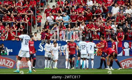 Pamplona, Spanien. März 2024. Sport. Fußball/Fußball.das Fußballspiel La Liga EA Sports zwischen CA Osasuna und Real Madrid CF fand am 16. März 2024 im El Sadar Stadion in Pamplona (Spanien) statt. Kredit: Inigo Alzugaray/Cordon Press Kredit: CORDON PRESS/Alamy Live News Stockfoto