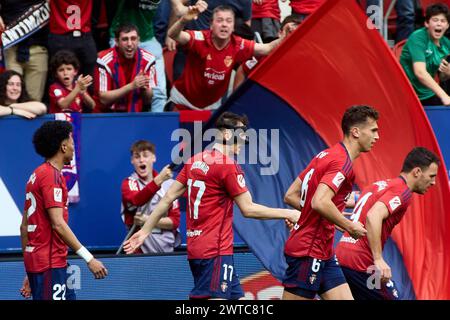 Pamplona, Spanien. März 2024. Sport. Fußball/Fußball. Während des Fußballspiels La Liga EA Sports zwischen CA Osasuna und Real Madrid spielte CF am 16. März 2024 im El Sadar Stadion in Pamplona (Spanien). Kredit: Inigo Alzugaray/Cordon Press Kredit: CORDON PRESS/Alamy Live News Stockfoto