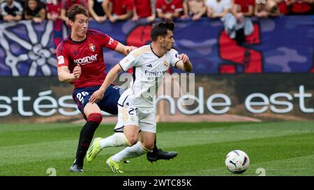 Pamplona, Spanien. März 2024. Sport. Fußball/Fußball.das Fußballspiel La Liga EA Sports zwischen CA Osasuna und Real Madrid CF fand am 16. März 2024 im El Sadar Stadion in Pamplona (Spanien) statt. Kredit: Inigo Alzugaray/Cordon Press Kredit: CORDON PRESS/Alamy Live News Stockfoto