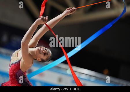 Ancona, Italien. März 2024. SOFIA RAFFAELI-FABRIANO während Rhythmischer Gymnastik - Serie A1/A2, Gymnastik in Ancona, Italien, 17. März 2024 Credit: Independent Photo Agency/Alamy Live News Stockfoto