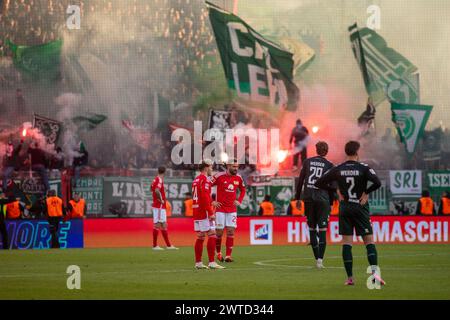 Porto, Deutschland. März 2024. BERLIN, DEUTSCHLAND - 16. MÄRZ: Spiel zwischen Union Berlin und Werder im Rahmen der Bundesliga im Stadion Alte Försterei am 16. März 2024 in Porto. (Foto: Sergio Mendes/PxImages) Credit: PX Images/Alamy Live News Stockfoto