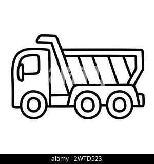 LKW-Liniensymbol im niedlichen, handgezeichneten Kritzelstil. Illustration von Vektorclips. Stock Vektor