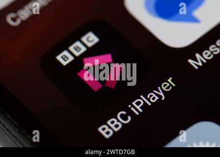 Symbol der BBC iPlayer-App auf dem Mobiltelefon Stockfoto