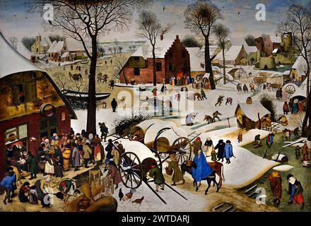 Die Volkszählung in Bethlehem von Pieter Brueghel dem Jüngeren 1564–1637, Familie Brueghel ( Bruegel oder Breughel), flämische Maler 16.–17. Jahrhundert, Belgien Stockfoto