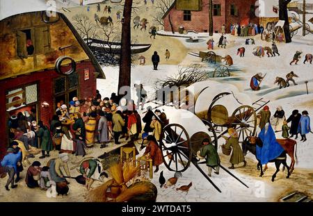 Die Volkszählung in Bethlehem von Pieter Brueghel dem Jüngeren 1564–1637, Familie Brueghel ( Bruegel oder Breughel), flämische Maler 16.–17. Jahrhundert, Belgien Stockfoto