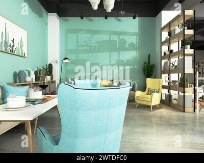 3D Render Coffee Shop Restaurant Stockfoto