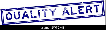 Grunge blaues Qualitätswarnwort quadratischer Gummisiegelstempel auf weißem Hintergrund Stock Vektor