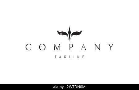 Ein Vektorlogo mit einem abstrakten Bild von Flügeln mit einem Diamanten in der Mitte. Stock Vektor