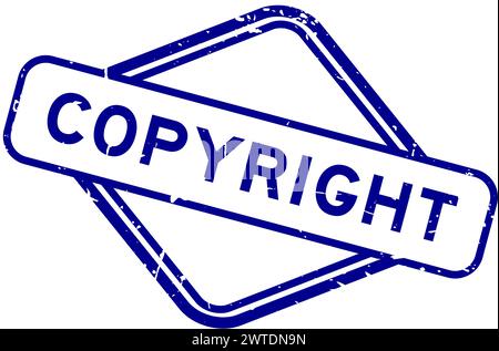Grunge blaues Copyright Wort Gummisiegelstempel auf weißem Hintergrund Stock Vektor