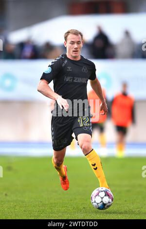 Kopenhagen, Dänemark. März 2024. Anton Ekeroth (12) von AC Horsens wurde während des NordicBet Liga-Spiels zwischen B.93 und AC Horsens im Osterbro Stadion in Kopenhagen gesehen. (Foto: Gonzales Photo - Christian Midtgaard). Stockfoto