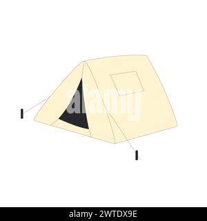 Campingzelt isoliert auf weißem Hintergrund. Wanderunterkunft. Flache Darstellung des Expeditionsvektors. Stock Vektor