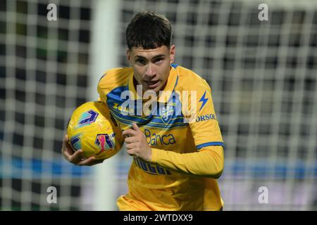 Frosinone, Italien. März 2024. Frosinone's Matias Soule während des Serie A Tim Fußballspiels zwischen Frosinone und Lazio im Frosinone Benito Stirpe Stadion, Italien - Samstag, 16. März 2024 - Sport Soccer ( Foto: Alfredo Falcone/LaPresse ) Credit: LaPresse/Alamy Live News Stockfoto