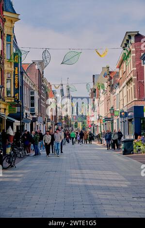 Einkaufsstraße im Stadtzentrum von Alkmaar, Niederlande Stockfoto