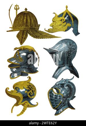 Helme des Mittelalters Stockfoto