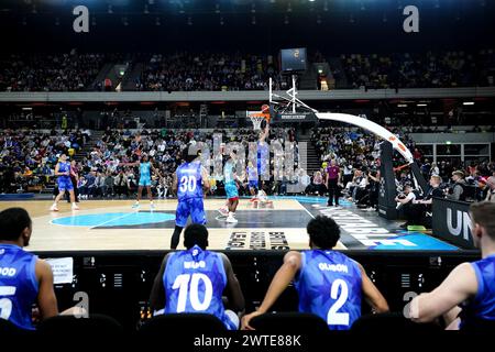 Ein Überblick über das Spiel während des All-Stars-Spiels der British Basketball League der Männer in der Copperbox Arena in London. Bilddatum: Sonntag, 17. März 2024. Stockfoto