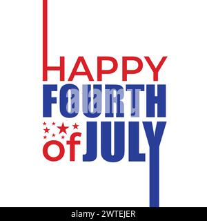 Happy 4. Juli handgezeichnete Illustration mit Buchstaben, um den amerikanischen Unabhängigkeitstag zu feiern. 4. Juli Logo, Banner, Poster, Grußkarte Stock Vektor