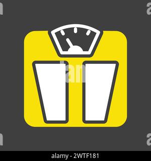 Badezimmer Bodenwaage Vektor-Symbol auf dunklem Hintergrund. Schild für Gewichtsmessgeräte. Diagrammsymbol für Website und Apps für Fitness und Gewichtsverlust Stock Vektor