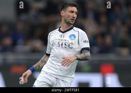 Mailand, Italien. März 2024. Matteo Politano vom SSC Napoli während des Spiels der Serie A bei Giuseppe Meazza, Mailand. Der Bildnachweis sollte lauten: Jonathan Moscrop/Sportimage Credit: Sportimage Ltd/Alamy Live News Stockfoto