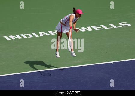 Am 17. März 2024 spielt IgA Swiatek (Polen) gegen Maria Sakkari (Griechenland) im Women's Final bei den BNP Paribas Open im Indian Wells Tennis Garden in Indian Wells, CA. Charles Baus/CSM Stockfoto