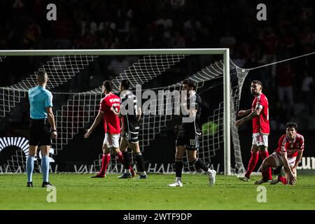 Lissabon, Portugal. März 2024. Rio Maior, 03/17/2024 - heute Abend veranstalteten die Fußballmannschaft Casa Pia AC Sport Lisboa und Benfica in der 26. Runde der Betclic Portugal League Championship im Stadtstadion in Rio Maior. Lameiras (Mário Vasa/Global Imagens) Credit: Atlantico Press/Alamy Live News Stockfoto