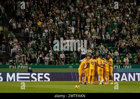 Lissabon, Portugal. März 2024. Lissabon, Portugal, 17. März 2024: Boavista Team vor dem Liga Portugal Spiel zwischen Sporting CP und Boavista im Estadio Jose Alvalade in Lissabon, Portugal. (Pedro Porru/SPP) Credit: SPP Sport Press Photo. /Alamy Live News Stockfoto