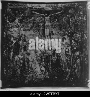 Passion Christi: Kreuzigung. Orley, Bernart van (Niederlande (vor 1600) - Flandern, ca. 1492-1542) (entworfen nach, ATR.) [Maler] Pannemaker, Wilhelm de (Niederländisch (vor 1600) - Flandern, Act. 1535-1578) (Werkstatt, ATR.) [weaver] ca. 1550 Gobelin Materialien/Techniken: Unbekannt Kultur: Flämisches Weberzentrum: Brüssel Besitzgeschichte: Französisch & Co. Deutsche Demokratische Republik, Dresden, Staatliche Kunstsammlungen. Inschriften: Inschrift im Mittelfeld, über Kreuz [auf Foto nicht lesbar] Christus auf Kreuz; Jungfrau Maria, SS. Johannes der Evangelist und Maria Magdalena Pre Stockfoto
