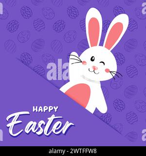 Happy Easter Card mit ostereiergirlande und Kaninchen. Einfache Vektordekoration Stock Vektor