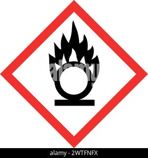 GHS-Gefahrenpiktogramm - OXIDIEREND , Warnschild oxidierend , isolierte Vektordarstellung Stock Vektor