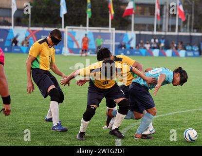 Santiago, Chile. November 2023. Blind Football bei den Parapan American Games 2023. (Kreditbild: © Scott Mc Kiernan/ZUMA Press Wire) NUR REDAKTIONELLE VERWENDUNG! Nicht für kommerzielle ZWECKE! Stockfoto