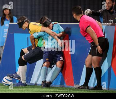 Santiago, Chile. November 2023. Blind Football bei den Parapan American Games 2023. (Kreditbild: © Scott Mc Kiernan/ZUMA Press Wire) NUR REDAKTIONELLE VERWENDUNG! Nicht für kommerzielle ZWECKE! Stockfoto