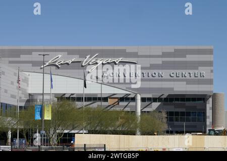 Las Vegas, Nevada, USA 8. März 2024 Las Vegas Convention Center, wo die Beatles am 20. August 1964 zwei Shows aufführten, die hier am 8. März 2024 in Las Vegas, Nevada, USA gezeigt wurden. Foto: Barry King/Alamy Stock Photo Stockfoto