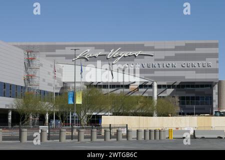 Las Vegas, Nevada, USA 8. März 2024 Las Vegas Convention Center, wo die Beatles am 20. August 1964 zwei Shows aufführten, die hier am 8. März 2024 in Las Vegas, Nevada, USA gezeigt wurden. Foto: Barry King/Alamy Stock Photo Stockfoto