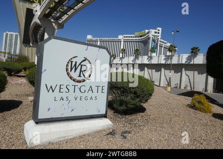 Las Vegas, Nevada, USA 8. März 2024 Westgate Hotel & Casino, wo Elvis Presley am 8. März 2024 in Las Vegas, Nevada, USA aufgeführt wurde. Foto: Barry King/Alamy Stock Photo Stockfoto