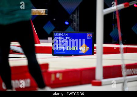 Liverpool, England, Großbritannien. März 2024. Im Womens Uneven Bars Final während der British Gymnastics Championships in der M&S Bank Arena in Liverpool, England, Großbritannien. Quelle: LFP/Alamy Live News Stockfoto