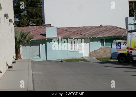 Las Vegas, Nevada, USA 8. März 2024 Howard Hughes ehemaliges Haus bei Channel 8 News, das er besaß, 3250 am 8. März 2024 in Las Vegas, Nevada, USA. Foto: Barry King/Alamy Stock Photo Stockfoto