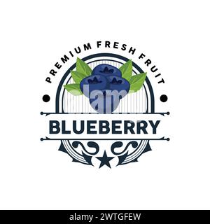 Blaubeere Logo, Garten Bauernhof Frische Frucht Vektor, Elegantes Einfaches Design, Symbol Illustration Vorlage Stock Vektor