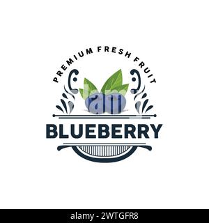 Blaubeere Logo, Garten Bauernhof Frische Frucht Vektor, Elegantes Einfaches Design, Symbol Illustration Vorlage Stock Vektor