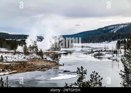 YELLOWSTONE RIVER HAYDEN VALLEY YELLOWSTONE NATIONAL PARK WYOMING USA Stockfoto