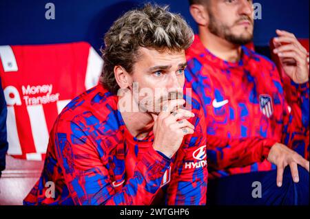 Madrid, Spanien. März 2024. Antoine Griezmann von Atletico Madrid, das während des Fußballspiels La Liga EA Sports 2023/24 zwischen Atletico Madrid und FC Barcelona im Civitas Metropolitano Stadion zu sehen war. Atletico Madrid 0 : 3 FC Barcelona Credit: SOPA Images Limited/Alamy Live News Stockfoto