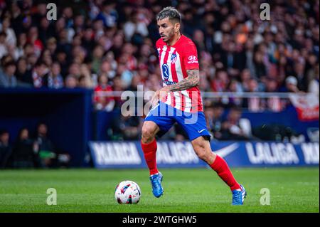 Madrid, Spanien. März 2024. Angel Correa von Atletico Madrid wurde während des Fußballspiels La Liga EA Sports 2023/24 zwischen Atletico Madrid und FC Barcelona im Civitas Metropolitano Stadion gezeigt. Atletico Madrid 0 : 3 FC Barcelona Credit: SOPA Images Limited/Alamy Live News Stockfoto