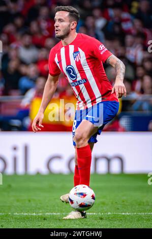 Madrid, Spanien. März 2024. Saul Niguez von Atletico Madrid wurde während des Fußballspiels La Liga EA Sports 2023/24 zwischen Atletico Madrid und FC Barcelona im Civitas Metropolitano Stadion gezeigt. Atletico Madrid 0 : 3 FC Barcelona Credit: SOPA Images Limited/Alamy Live News Stockfoto