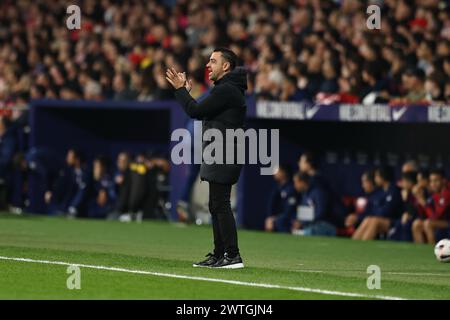 Madrid, Spanien. März 2024. Xavi Hernandez (Barcelona) Fußball/Fußball : spanisches Spiel "LaLiga EA Sports" zwischen Club Atletico de Madrid 0-3 FC Barcelona im Estadio Civitas Metropolitano in Madrid, Spanien. Quelle: Mutsu Kawamori/AFLO/Alamy Live News Stockfoto