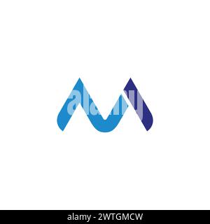 Buchstabe nm Schicht blau einfacher Logo-Vektor Stock Vektor